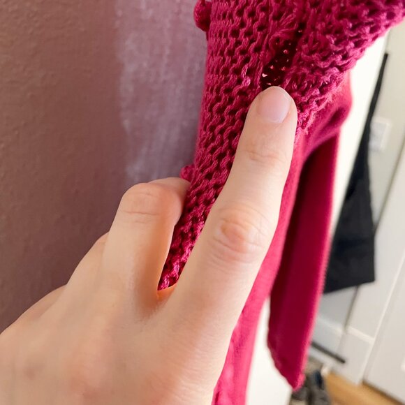 Artesanias Pachamama Pink Handmade Wool Peruvian Sweater Cardigan, Size Medium - Picture 9 of 10